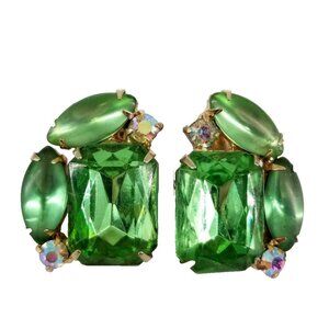 Vintage GARNE Rhinestone Cilp-On Earrings